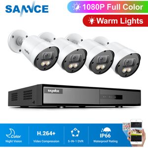 Sannce - 4CH 1080p Security Camera System 5 in 1 cctv dvr Recorder Wired Cameras 100 ft Night Vision Videosurveillance Kits For Home Outdoor Indoor 4