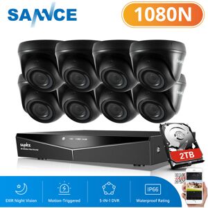 Sannce - 81080p Wired Home Security Camera Night Vision IP66 Waterproof cctv Kit 8CH 1080P Home Surveillance Camera System H.264+ Hybrid 5-in-1