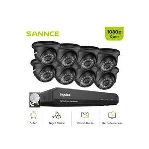 Sannce - 8CH 1080p Full hd 5-in-1 Hybrid Digital Video Recorder dvr Security Camera System With 2MP Analog Cameras for Outdoor Wired cctv Kits 8