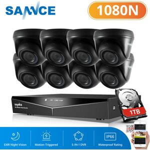 Sannce - 8CH 1080P Home Surveillance Camera System H.264+ Hybrid 5-in-1 Surveillance dvr Recorder 81080p Wired Home Security Camera Night Vision IP66