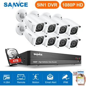 H.264+ Home dvr Video Security Camera System 4Camera tvi 1080P hd Bullet Camera cctv Set -4TB hdd - Sannce