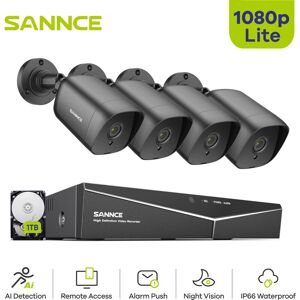 SANNCE Home Indoor Outdoor Waterproof IR Night Vision TVI 2Bullet Camera 5-in-1 DVR Surveillance Video Recorder Kit - 1TB HDD