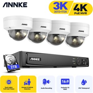 ANNKE 4K H.265+ 8CH Video PoE NVR Surveillance System 3K IR Network Waterproof Camera CCTV Kit 4Cameras - 2TB HDD ANNKE 4K H.265+ 8CH Video PoE NVR Surveillance System 3K IR Network Waterproof Camera CCTV Kit 4Cameras - 2TB HDD