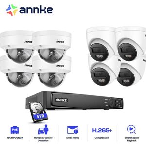 ANNKE 12MP Outdoor Video Surveillance Kit, 16CH nvr with 8X 12MP Color PoE Cameras with Night Vision, Remote Access Surveillance Camera Kit, 4 Domes + 4 ANNKE 12MP Outdoor Video Surveillance Kit, 16CH nvr with 8X 12MP Color PoE Cameras with Night Vision, Remote Access Surveillance Camera Kit, 4 Domes + 4