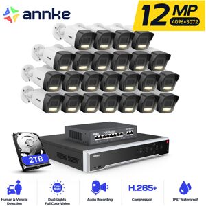 ANNKE 12MP Wired Video Surveillance Kit 32CH nvr 24×Smart Cameras Dual Light Night Vision, Email Alert, app/pc Remote PoE Outdoor Security Camera Kit 2TB ANNKE 12MP Wired Video Surveillance Kit 32CH nvr 24×Smart Cameras Dual Light Night Vision, Email Alert, app/pc Remote PoE Outdoor Security Camera Kit 2TB