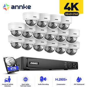 ANNKE 16×Dome Cameras exir 2.0 Night Vision,IP67 Weatherproof,6 Channel PoE nvr with 24/7 Surveillance Recording,Built-in Mic & sd Card Slot - 4TB hdd ANNKE 16×Dome Cameras exir 2.0 Night Vision,IP67 Weatherproof,6 Channel PoE nvr with 24/7 Surveillance Recording,Built-in Mic & sd Card Slot - 4TB hdd