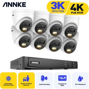 Annke - 3K ir Network Camera Built-in Mic Waterproof Kit 8Cameras 8CH 4K Surveillance PoE nvr H.265+ Video System Annke - 3K ir Network Camera Built-in Mic Waterproof Kit 8Cameras 8CH 4K Surveillance PoE nvr H.265+ Video System