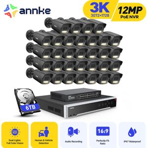 ANNKE 3K Outdoor Surveillance Camera, 32CH nvr and 32X 5MP PoE ip Camera, H.265+ Color Night Vision, Person/Vehicle Detection, Video Surveillance Kit, 6TB ANNKE 3K Outdoor Surveillance Camera, 32CH nvr and 32X 5MP PoE ip Camera, H.265+ Color Night Vision, Person/Vehicle Detection, Video Surveillance Kit, 6TB