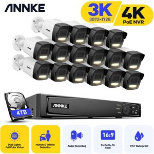 3K PoE Video Surveillance Cameras System 16×Dome Home cctv Cameras,16 Channel poe Security Surveillance System Network Video Recorder -4TB hdd - Annke 3K PoE Video Surveillance Cameras System 16×Dome Home cctv Cameras,16 Channel poe Security Surveillance System Network Video Recorder -4TB hdd - Annke