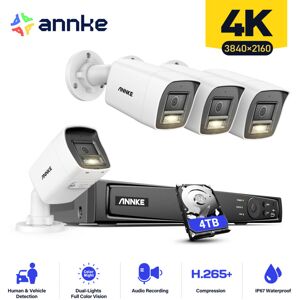 ANNKE 4K 8 Channel PoE NVR 4×4K Outdoor PoE IP Security Camera EXIR Night Vision Human Vehicle Detection Email Alert Camera Kit- 4TB HDD ANNKE 4K 8 Channel PoE NVR 4×4K Outdoor PoE IP Security Camera EXIR Night Vision Human Vehicle Detection Email Alert Camera Kit- 4TB HDD
