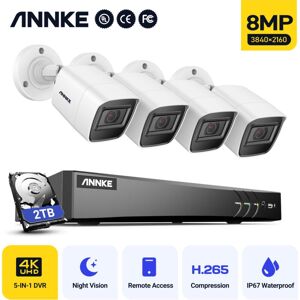 4K 8CH H.265+ Video Wired Security Camera System 4K Ultra hd Bullet Camera Outdoor Night Vision Waterproof 4Cameras -2TB hdd - Annke 4K 8CH H.265+ Video Wired Security Camera System 4K Ultra hd Bullet Camera Outdoor Night Vision Waterproof 4Cameras -2TB hdd - Annke