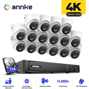 ANNKE 8MP cctv Kits 16CH PoE nvr 16 × Turret Cameras Outdoor Indoor Smart ir Night Vision Motion Detection Remote Monitoring Security Camera System - 1TB ANNKE 8MP cctv Kits 16CH PoE nvr 16 × Turret Cameras Outdoor Indoor Smart ir Night Vision Motion Detection Remote Monitoring Security Camera System - 1TB