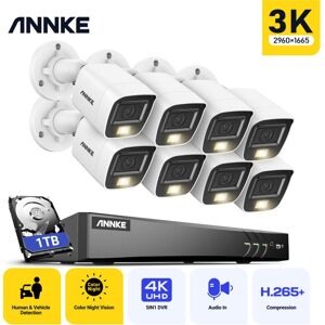 Annke - 4K Ultra hd 8CH Security H.265+ Human Vehicle Detection dvr Smart Home 3K hd Camera Night Vision Waterproof 8Camera Kit -1TB hdd Annke - 4K Ultra hd 8CH Security H.265+ Human Vehicle Detection dvr Smart Home 3K hd Camera Night Vision Waterproof 8Camera Kit -1TB hdd