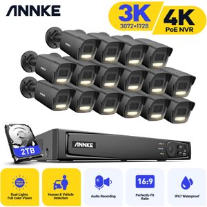 ANNKE 4K Ultra hd poe Video Surveillance System 16CH nvr With 3K Security Cameras cctv Kit , IP67 Weatherproof 16× Cameras,Audio Recording 5MP Ip camera ANNKE 4K Ultra hd poe Video Surveillance System 16CH nvr With 3K Security Cameras cctv Kit , IP67 Weatherproof 16× Cameras,Audio Recording 5MP Ip camera