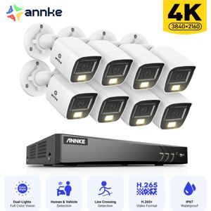 4K Wired Outdoor Turret cctv Camera Kit Wired, 8CH dvr and 8 Cameras, Color and ir Night Vision, IP67, Remote Access Security System, No hdd - Annke 4K Wired Outdoor Turret cctv Camera Kit Wired, 8CH dvr and 8 Cameras, Color and ir Night Vision, IP67, Remote Access Security System, No hdd - Annke