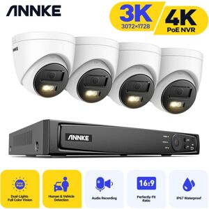 Annke - 8CH 4K Surveillance PoE nvr H.265+ Video System 3K ir Network Camera Built-in Mic Waterproof Kit 4Cameras Annke - 8CH 4K Surveillance PoE nvr H.265+ Video System 3K ir Network Camera Built-in Mic Waterproof Kit 4Cameras