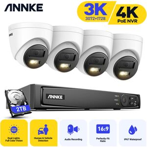Annke - 8MP H.265+ 4K PoE nvr Video Security System 3K Network Camera ir Waterproof Built-in Mic Kit 4Cameras - 2TB hdd Annke - 8MP H.265+ 4K PoE nvr Video Security System 3K Network Camera ir Waterproof Built-in Mic Kit 4Cameras - 2TB hdd