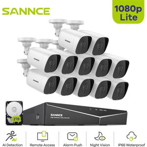 Sannce - 1080P 16CH dvr Video Surveillance Kit Motion Detection ir Night Vision Waterproof Remote Monitor System - 2TB hdd Sannce - 1080P 16CH dvr Video Surveillance Kit Motion Detection ir Night Vision Waterproof Remote Monitor System - 2TB hdd