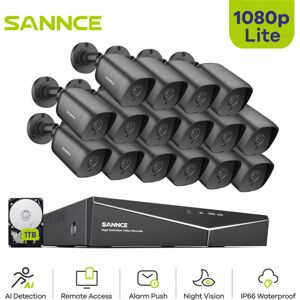 Sannce - 16CH Security Camera System 1080P dvr Smart ir Night Vision Waterproof cctv Surveillance System Remote Access - 1TB hdd Sannce - 16CH Security Camera System 1080P dvr Smart ir Night Vision Waterproof cctv Surveillance System Remote Access - 1TB hdd
