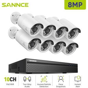 Sannce - 4K Outdoor Surveillance Kit 8 ip Cameras Smart Two-Way Audio ir Night Vision Security Camera System Sannce - 4K Outdoor Surveillance Kit 8 ip Cameras Smart Two-Way Audio ir Night Vision Security Camera System