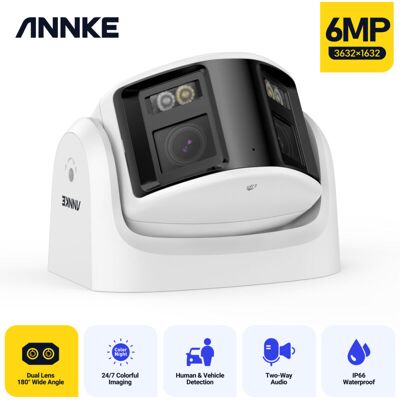 Annke - PoE Security Camera 6 mp Panoramic 180°Fixed Turret Network Camera Surveillance Cam Two Way Audio ip Camera Annke - PoE Security Camera 6 mp Panoramic 180°Fixed Turret Network Camera Surveillance Cam Two Way Audio ip Camera