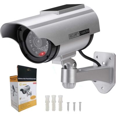 GOTRAYS Outdoor Wireless Solar Powered Dummy Surveillance Camera - Closed Circuit Security led Flashing Light Solar Powered Waterproof Fake Camera (Silver) GOTRAYS Outdoor Wireless Solar Powered Dummy Surveillance Camera - Closed Circuit Security led Flashing Light Solar Powered Waterproof Fake Camera (Silver)
