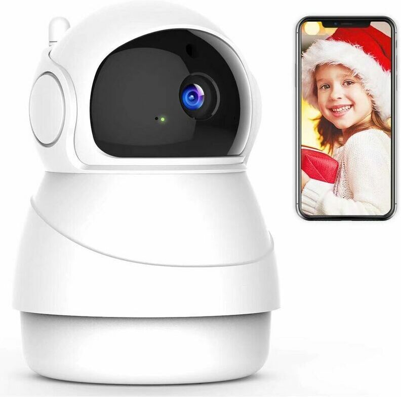 Hoopzi - 1080P wlan Camera ip Surveillance Camera with Two-Way Audio, Motion Detection, Night Vision and Smart Rotation, Indoor Baby / Pet Monitor