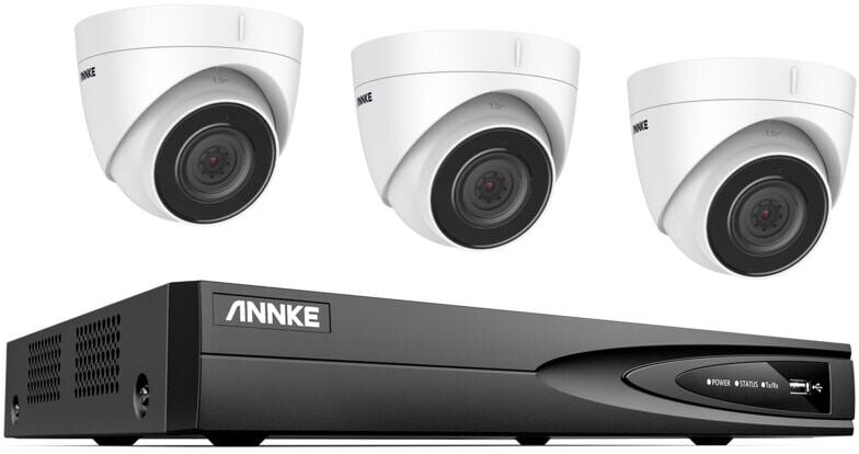 Annke - 5MP Super hd Camera 4 Channel nvr ip Outdoor Security Camera System Color Night Vision Audio Record cctv Kit 3Camera