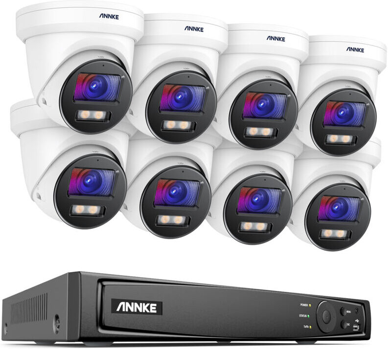 Annke - 8MP H.265+ Video PoE nvr Surveillance System 4K ir Network Turret Camera Night Vision Built-in Mic Waterproof 8Cameras