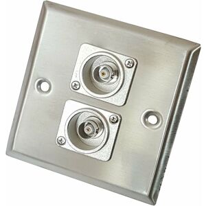 Loops - Brushed Steel Twin (2x) bnc Female Socket Wall Face Plate Outlet cctv Camera