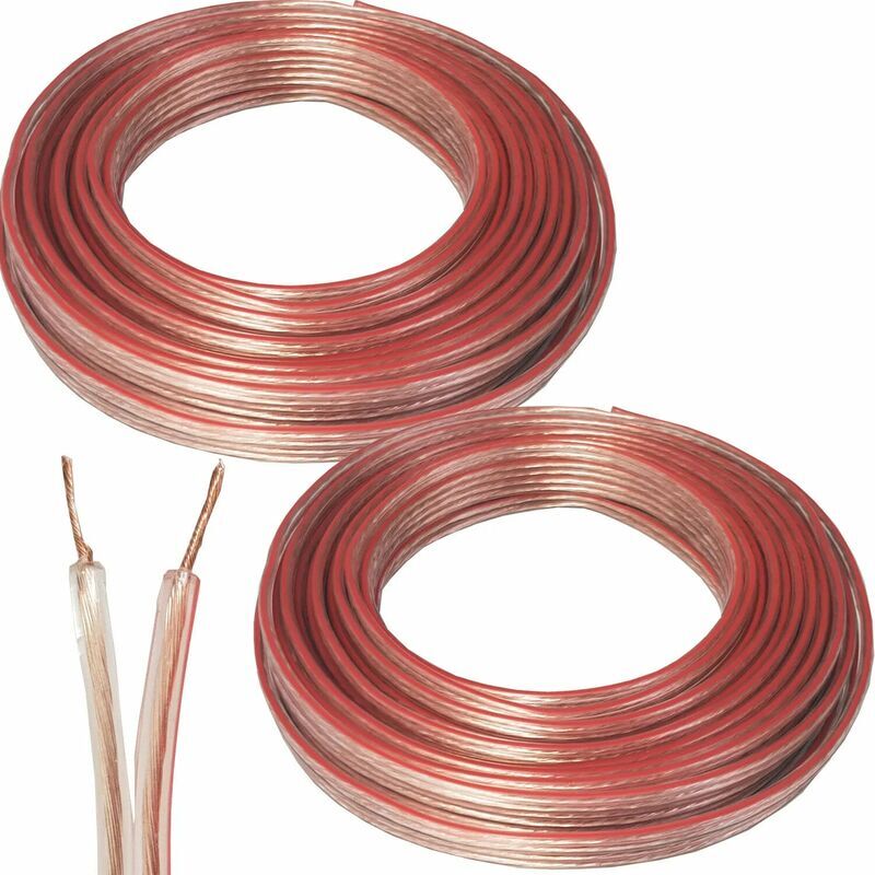LOOPS 5x 10m (33 ft) & 20x Banana Plugs 0.75mm Speaker Cable 19 awg Home Cinema Hi-Fi Audio Surround Sound cca Wire Reel