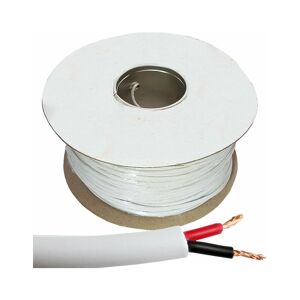 Loops - 100m (330 ft) Double Insulated Speaker Cable 1.15mm² White 100V Volt pa System Reel Drum