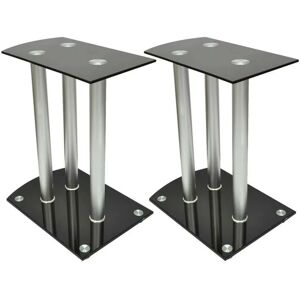 SWEIKO Aluminum Speaker Stands Black Glass 2pcs VDFF30324UK