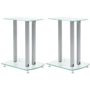 SWEIKO Aluminum Speaker Stands Transparent Safety Glass 2pcs VDFF30323UK