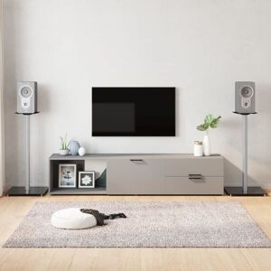 vidaXL Speaker Stand 2 pcs Black & Silver Tempered Glass - Speaker Stand vidaXL Speaker Stand 2 pcs Black & Silver Tempered Glass - Speaker Stand