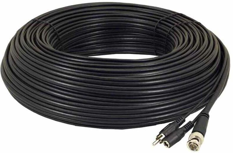 GREEN FEATHERS 30M bnc Cable + dc Power with rca Audio Connectors