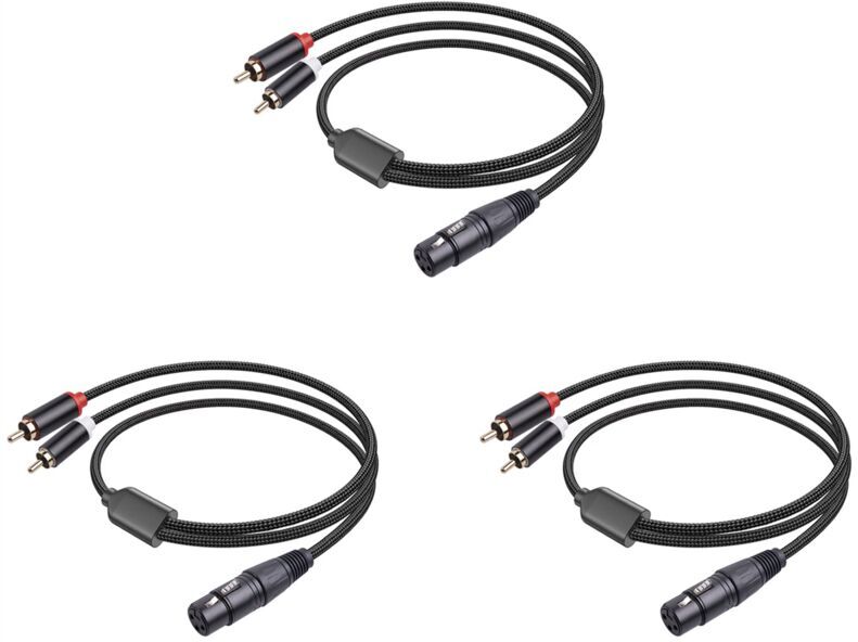 TLILY 3X xlr to Dual Male 3 Pin y Splitter Cable, Audio Amplifier Mixer, Stereo Interconnect, 1 Meter