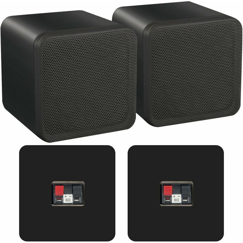 Loops - Pair of 4 Inch abs Bookshelf Speakers 80W 8Ohm Black HiFi Surround Home Cinema