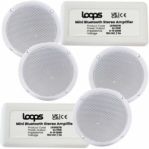 LOOPS 4x Kitchen / Bathroom Bluetooth Speaker & Amp Kit Multi room Shower HiFi Music