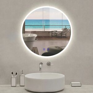 700mm Round led Bathroom Mirrors with Bluetooth Speaker, Adjustable Colors, Anti-Fog - Biubiubath