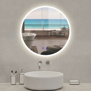 600mm Round led Bathroom Mirrors with Bluetooth Speaker, Adjustable Colors, Anti-Fog - Biubiubath