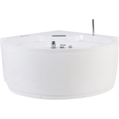 Beliani - Corner Whirlpool Bath - White - Acrylic - 150 cm Beliani - Corner Whirlpool Bath - White - Acrylic - 150 cm