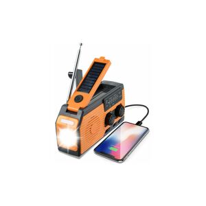 Orchidée - OrchidSolar Radio, 5000mAh Waterproof Rechargeable Portable Dynamo Radio, Flashlight, Reading Light, sos Alarm, am fm wb Hand Crank Radio,