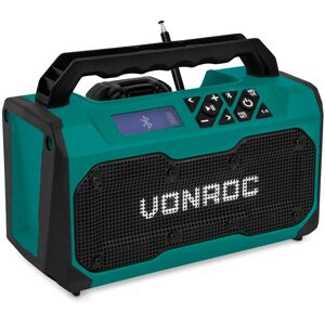 Jobsite radio 20V - fm, bluetooth & usb - Bass reflex port speakers - incl. 2.0Ah battery and quick charger - Vonroc