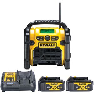 DeWalt DCR020 18V XR Compact Digital DAB Radio With 2 x 4.0Ah Batteries & Charger