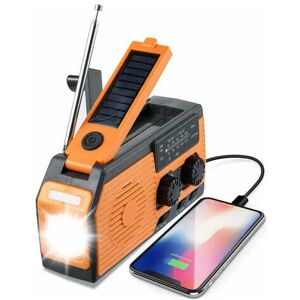 Orchidée - OrchidSolar Radio, 5000mAh Waterproof Rechargeable Portable Dynamo Radio, Flashlight, Reading Light, sos Alarm, am fm wb Hand Crank Radio,