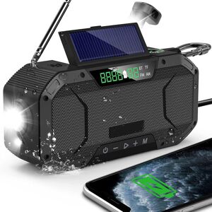 HÉLOISE Solar Radio Generator - Bluetooth Speaker, IPX5 Waterproof am fm Portable Radio, 5000 Mah Battery Rechargeable Hand Crank Emergency Multifunction