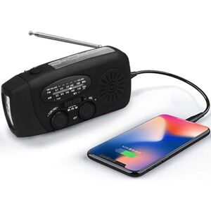 CYSLMUK Emergency Solar Weather Radio, Earthquake Kit, Hand Crank, Self-Powered, am/fm/wb, Hand Crank Survival Radio, led Flashlight, 2000mAh Power Bank for