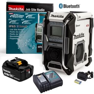Job Site Bluetooth Radio MR002GZ01 White lxt 18V 40v 5.0Ah Batt & Charger - Makita Job Site Bluetooth Radio MR002GZ01 White lxt 18V 40v 5.0Ah Batt & Charger - Makita