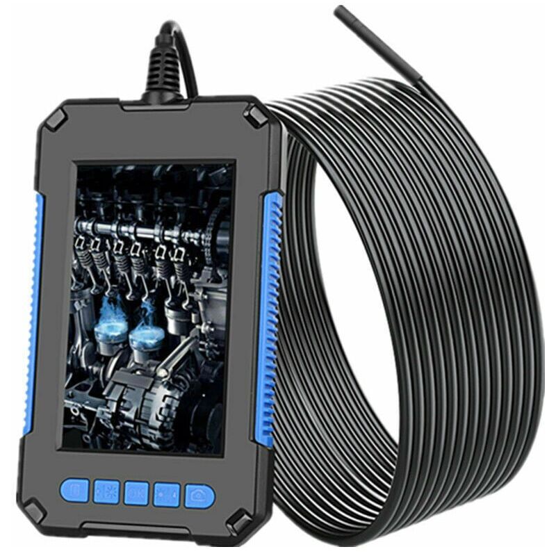 ALWAYSH Industrial Borescope, 1080P hd Digital Inspection Camera, 4.3 Screen, 5.5mm Waterproof Snake Camera, with 6 led Lights, 5m Semi-Rigid Cable - Blue